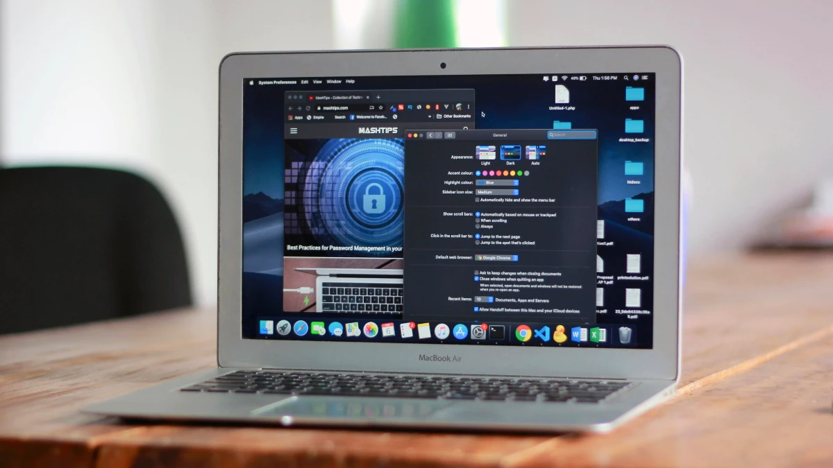 A MacBook Air with MacOS. Used to represent a macOS user switching to Linux